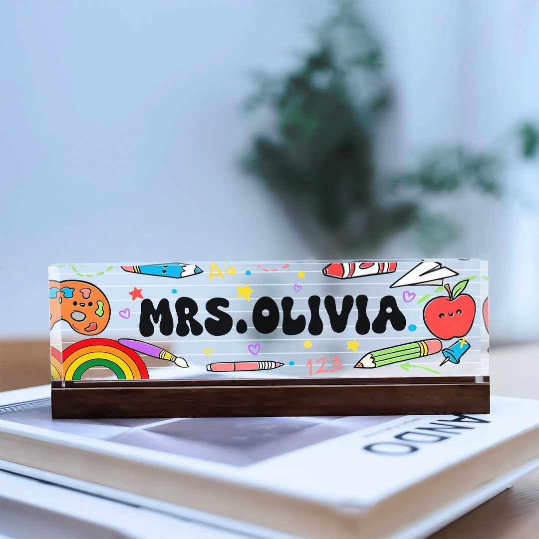 Personalized Teacher Desk Name Plate Custom Teacher Retro Etsy