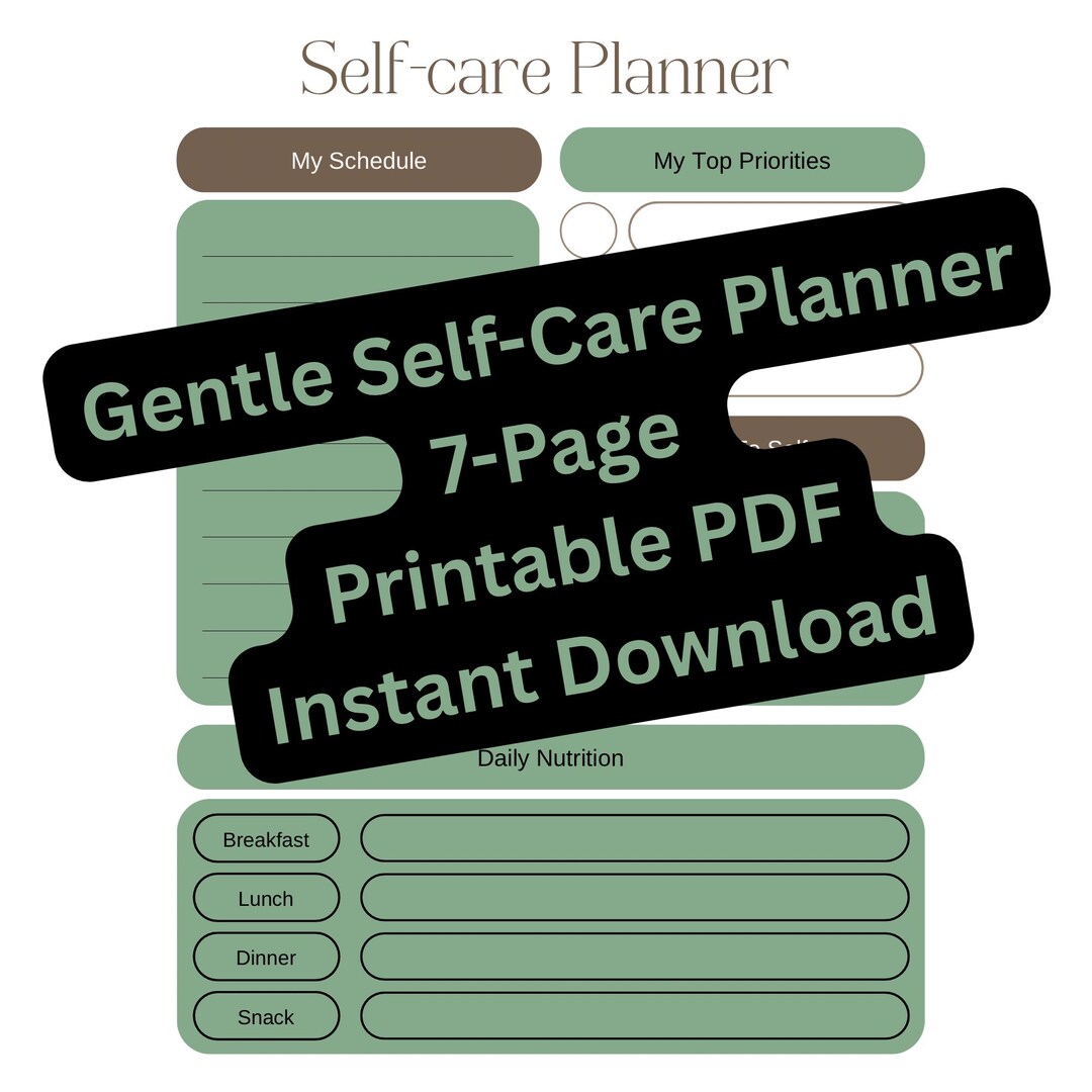 Gentle Self-care Planner Printable | Minimal Daily Self Care Routine ...