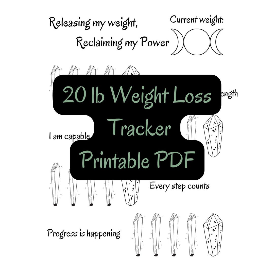 20 Lb Weight Loss Tracker Printable | Crystal Weight Tracker | Gentle ...