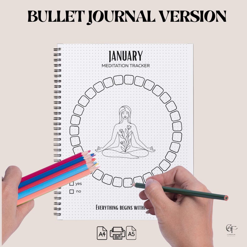 Meditation Yearly Tracker Printable Mindfulness Habit Log PDF Digital Download - Etsy Canada
