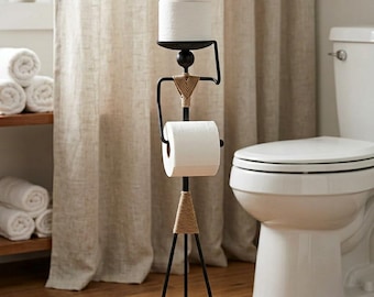 Metal Figurine Toilet Paper Holder Freestanding with Built In Tray