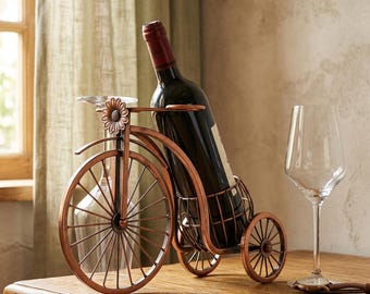 Three Wheel Wine Glass Holder Iron 13 Inch Countertop Rack