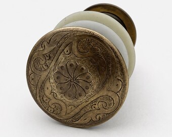 Engraved Brass Pop Up Drain - Bronze Bathroom Sink Stopper | Solid Brass Push Button Drain Fits 1.6" Holes No Overflow