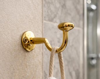 Solid Unlacquered Brass Wall Hook – Minimalist Bathroom Towel Hook Vintage Brass Robe Hook Wall Mounted Coat Hook Modern Farmhouse Hardware