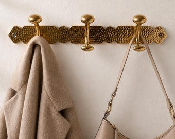 Massivem Messing gehämmert Wandhaken - unlackiert Messing Kleiderhaken | Handgefertigte Handtuch Haken Badezimmer Eingang 12-Zoll-Haken