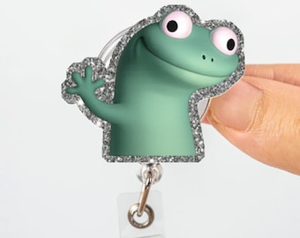Portatarjetas de identificación Glitter Tom The Lizard, portatarjetas de identificación con diseño de gecko divertido: un moderno portatarjetas de identificación con diseño de reptil.