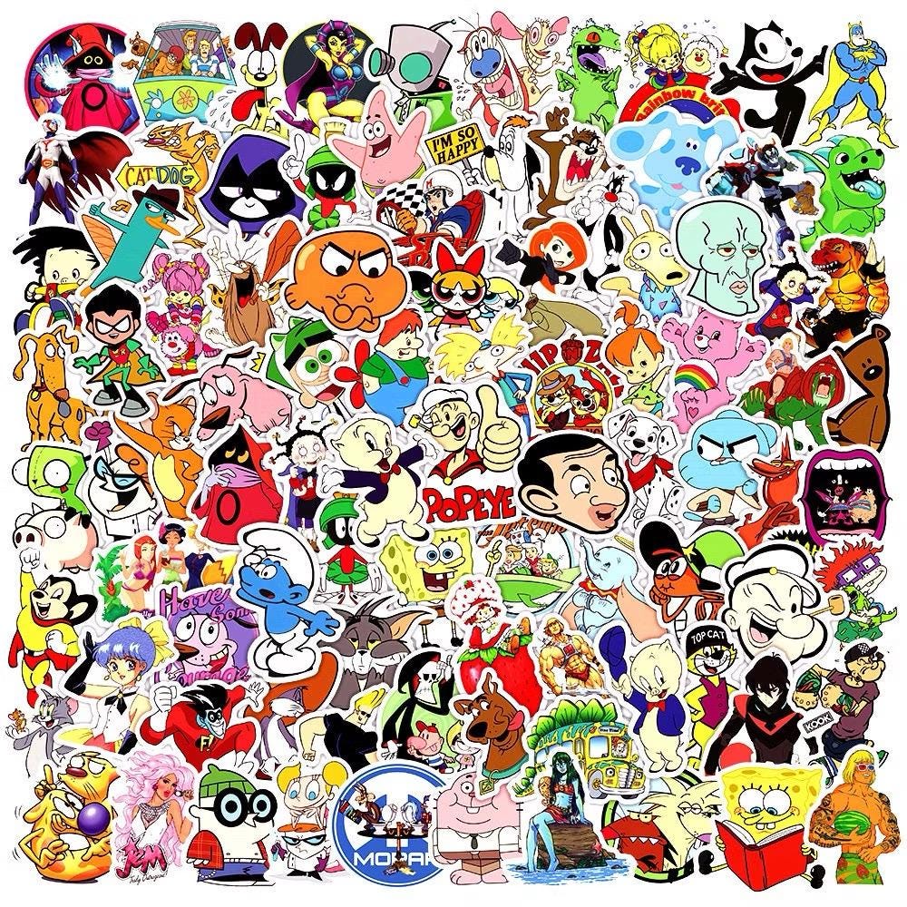 10-200pcs 90s Retro Cartoon Sticker Pack, Nostalgic Classic TV Show ...