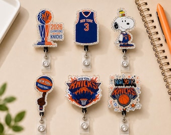 New York basketbalbadge haspel, retro NY BBall-badgehouder, glitter intrekbare verpleegkundige ID-badge haspel cadeau