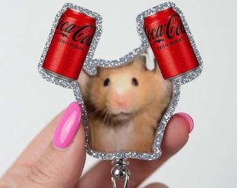Lustiger Hamster Null Zucker Abzeichen Reel, Soda Liebhaber einziehbarer ID Halter, Niedliche Krankenschwester Badge Reel, Glitter Badge Reel, Tier ID Badge Clip