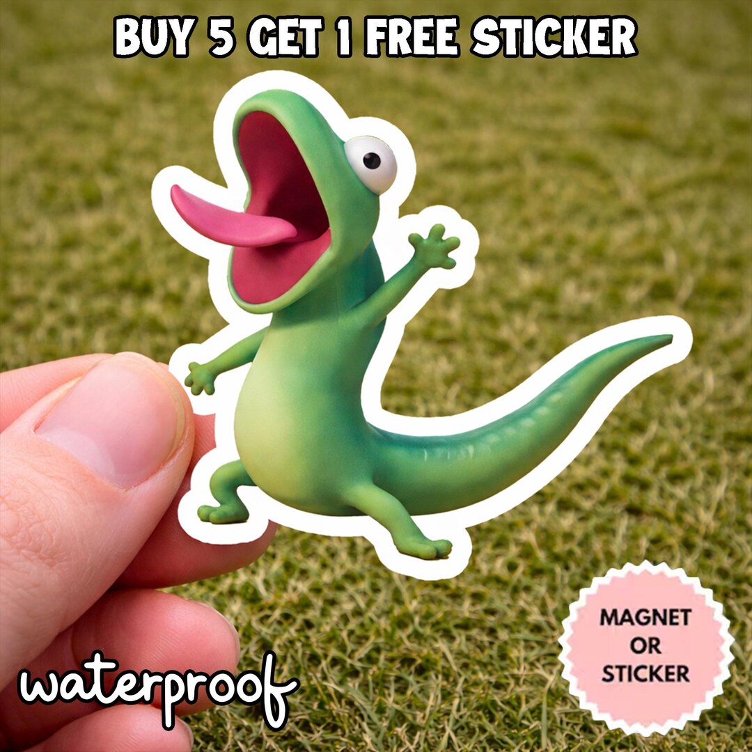Tom the Lizard Sticker, Funny Cartoon Gecko Vinyl Decal (waterproof) - Etsy