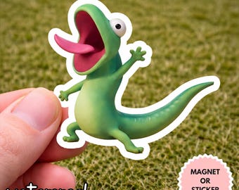 Tom The Lizard Sticker, Funny Cartoon Gecko Vinyl Decal (Waterproof)
