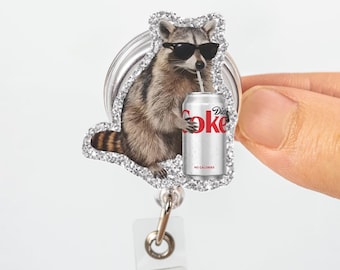 Wasbeer cola light-badgerol, intrekbare cafeïne-ID-houder, acrylclip, frisdrankliefhebbers