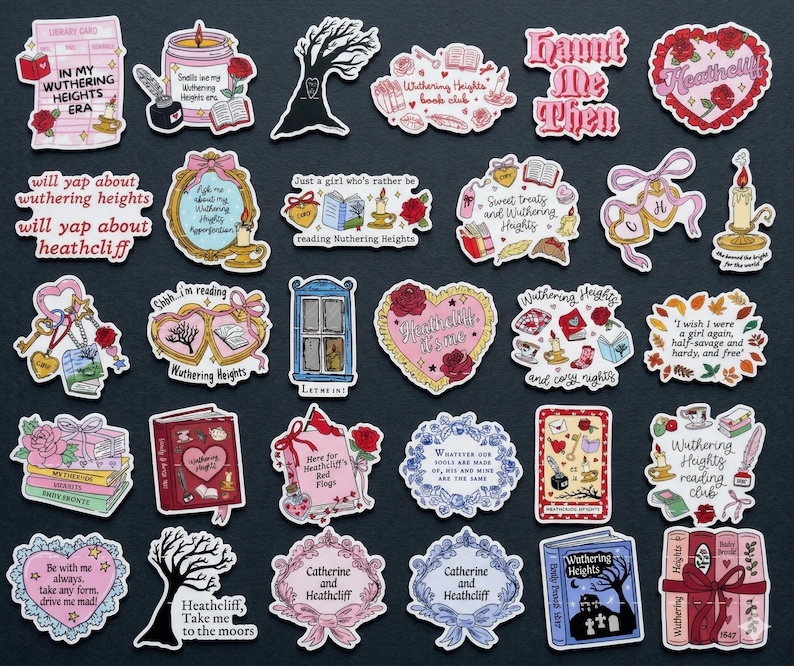 25pcs Wuthering Heights Sticker Pack, Heathcliff Catherine Decals, Emily Bronte Literary Bookish Stickers image 1