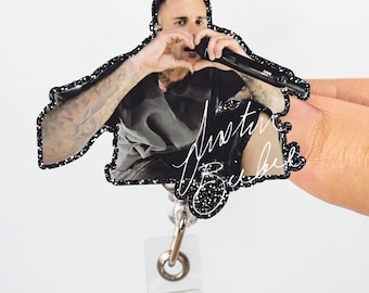Justin Bieber Heart Sign Coachella 2026 Fan Merch Badge Reel, Bieber Musical Journey Gift, Believer Fan Gift, Retractable ID Holder