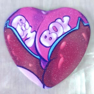 Brown Femboy Booty Shorts Frosted Glitter Heart Button