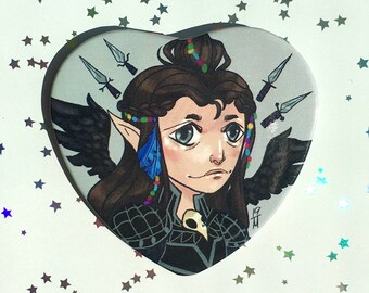 Vax'ildan Vessar Heart Shaped Button | Critical Role Heart Button | 2.25" 2.25" Pinback Button