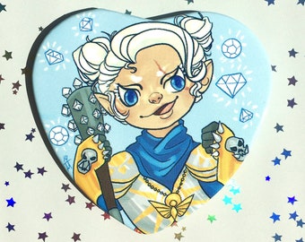 Pike Trickfoot Heart Shaped Button | Critical Role Heart Button | 2.25" x 2.25" Pinback Button