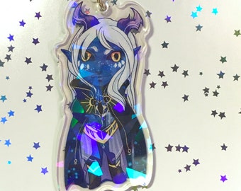 Aaravos Holographic Star Clasp Keychain | Startouch Elf Double Sided Holographic Keychain with Gold Star Clasp | The Dragon Prince