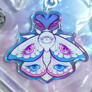 Trans Pride Motte 3"Holographische Schlüsselanhänger Charm