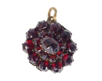 Antique Rose Cut Garnet Charm Pendant