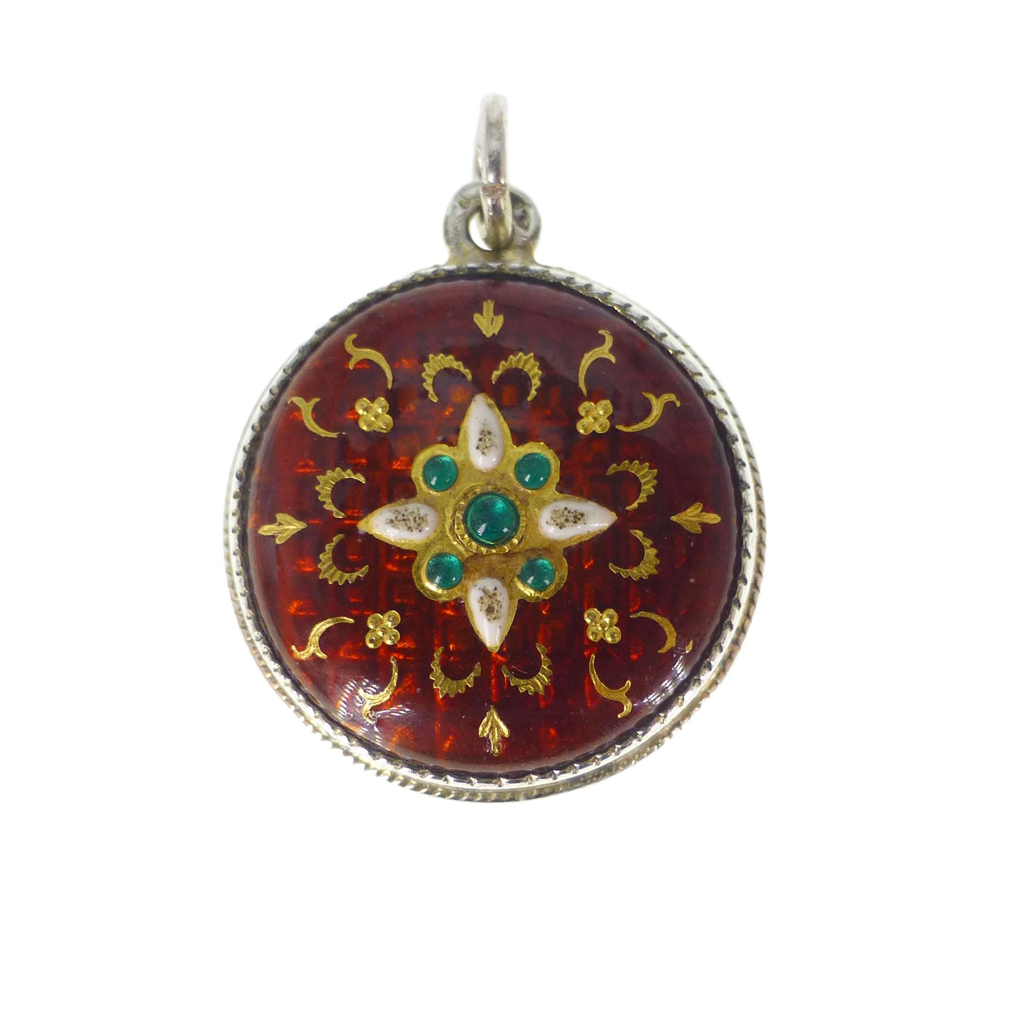 Broche Ancienne Émaux Bressans - 71 Mm, XIXe Siècle, émaillage Multicolore