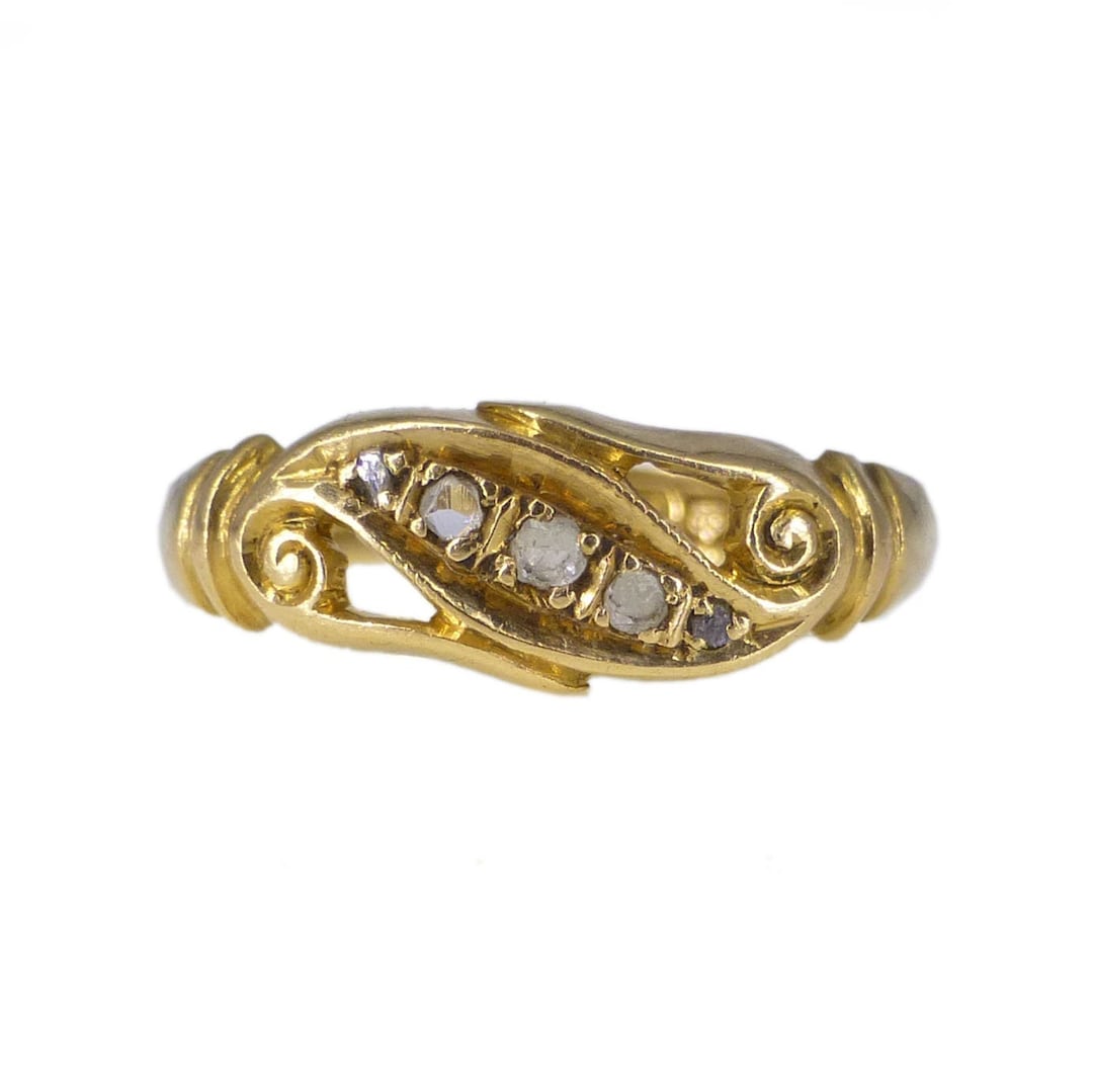 Antique Victorian 18ct Gold Diamond Scroll Ring - Etsy