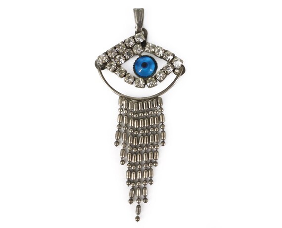 Vintage Evil Eye Silver Metal Statement Pendant