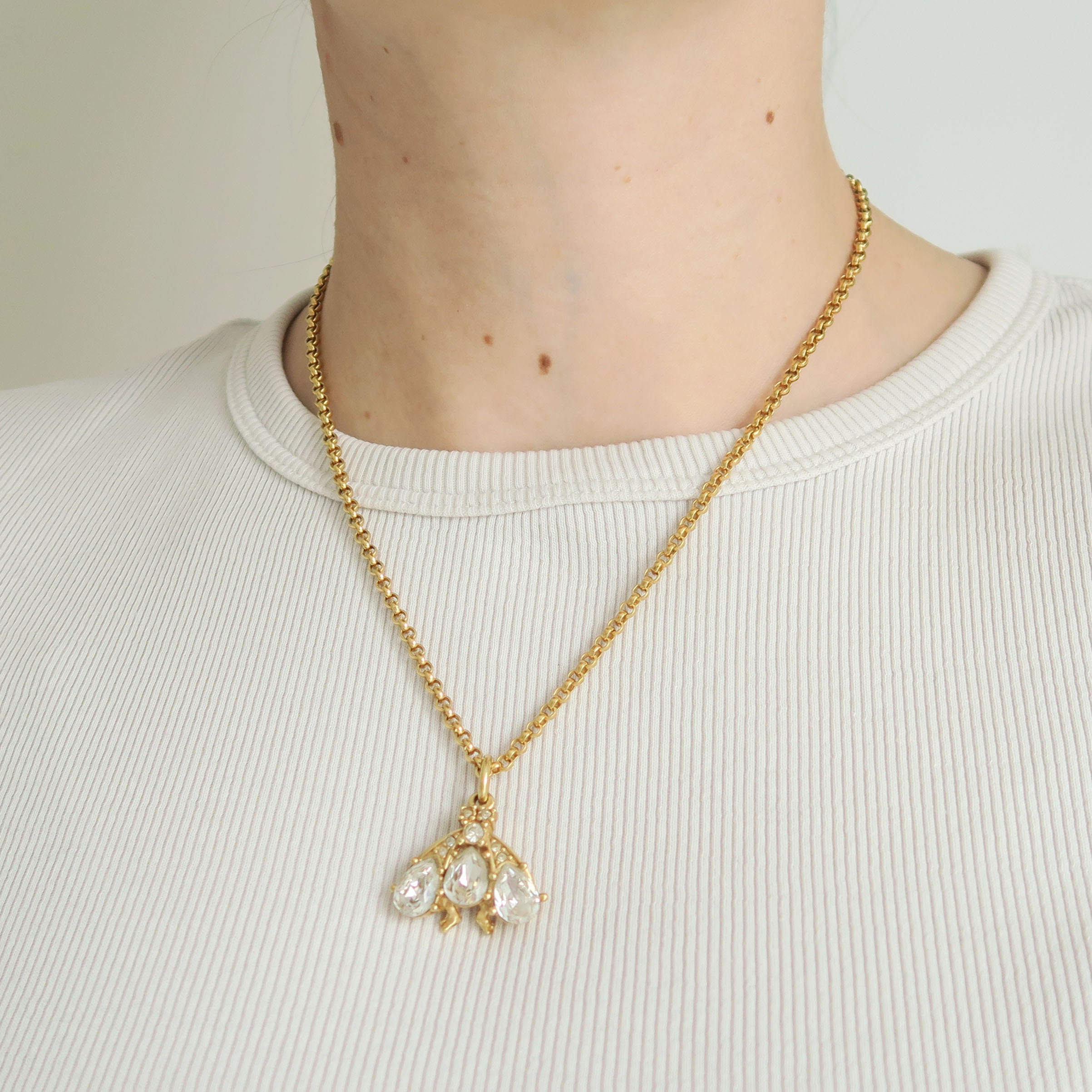 Vintage 1980s Christian Dior Gold Bee Pendant & Earrings Set Vintage 1980s Christian Dior Gold Bee Pendant & Earrings Set