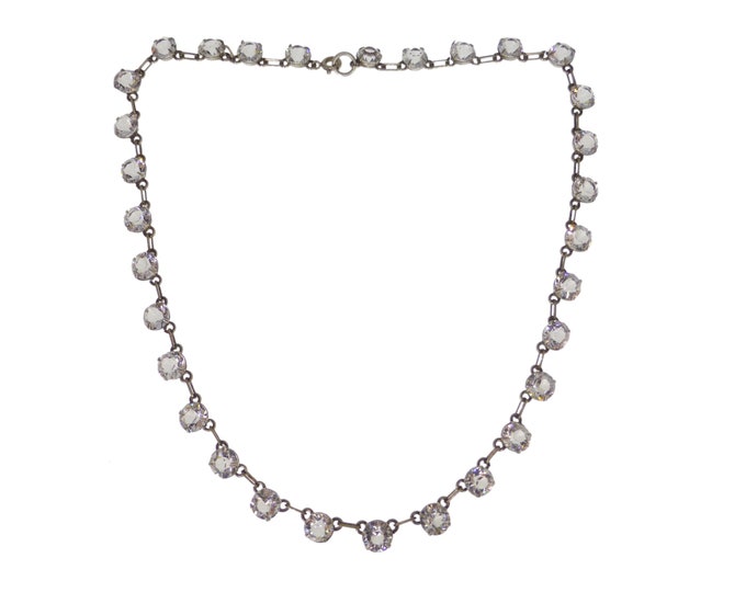 Antique Art Deco Silver Paste Riviere Necklace Etsy