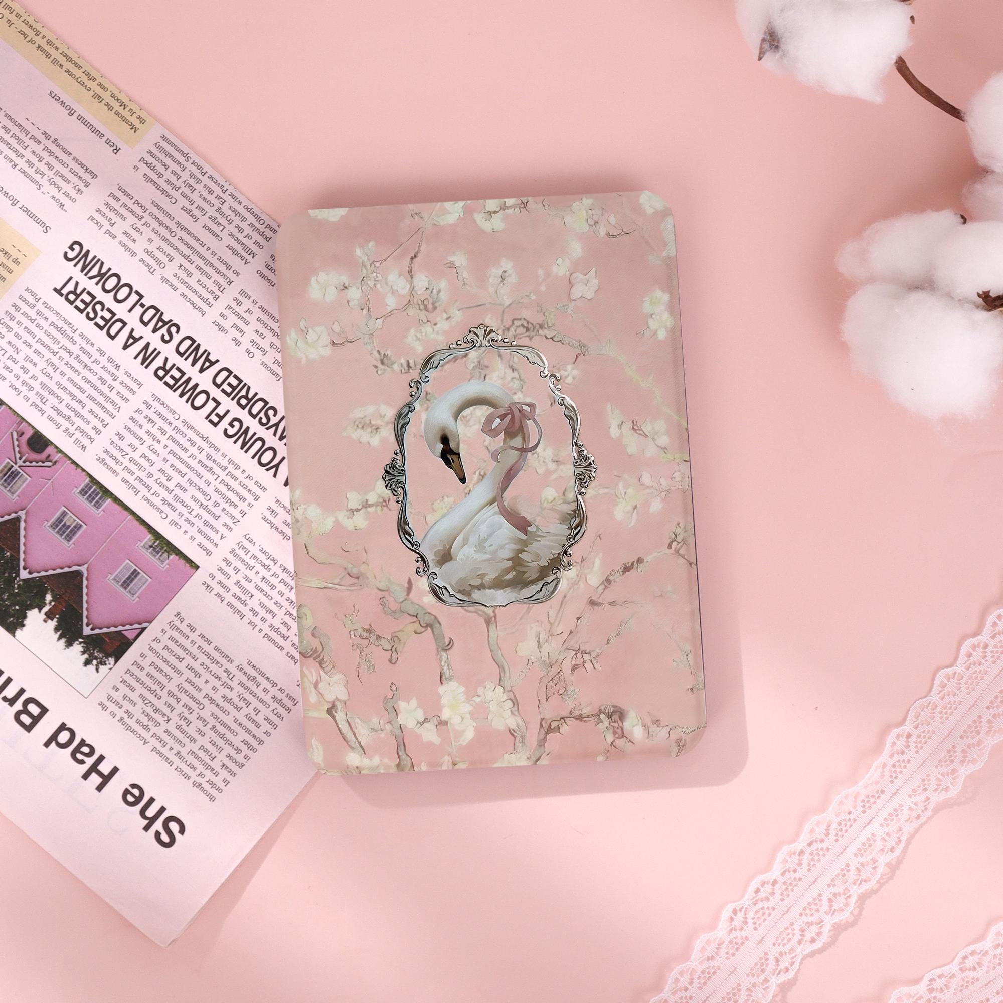 Swan Pink New E-Readers Protect Case with Hand Strap Fits Paperwhite 10/11/12th,Kindle 10/11/12th,Colorsoft,Kobo Clara/Libra,Custom Gift