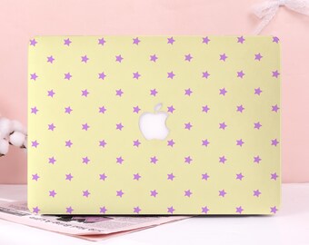 Yellow Stars Hard Matte MacBook Case Fits 2026 MacBook Air 13/15,Pro 13/14/15/16,Ret 12/13/15,Neo A18,M4/M5,Custom Laptop Cover