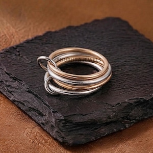 925 Sterling Two-Tone Stackable Ring Set – 4-Piece Connector Rings