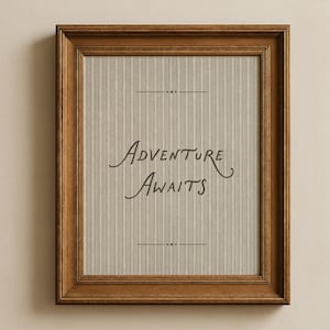 Adventure Awaits Vintage Wall Art, Neutral Nursery or Office Decor (Digital Download)