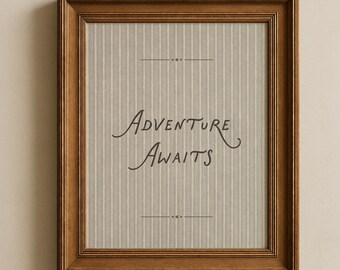Adventure Awaits Vintage Wall Art, Neutral Nursery or Office Decor (Digital Download)