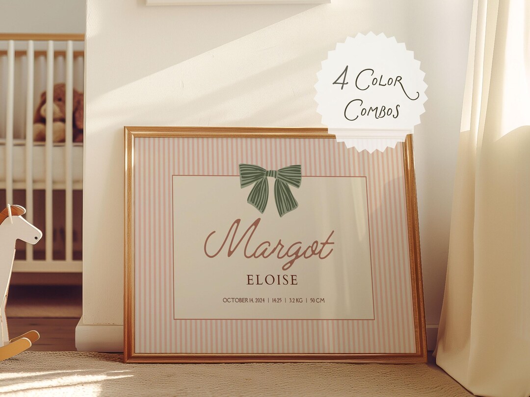 Custom Baby Birth Announcement Wall Art Digital Download, Personalized ...