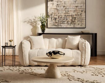 Plush Chenille Beanbag Chair for Two, High-Resilience Foam Lounge Seat Loveseat