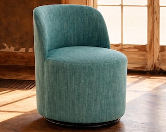 Swivel Barrel Chair, OEKO-TEX Upholstered Accent, Modern Vanity Dining