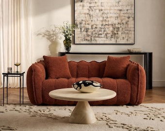 Sillón tipo puf de chenilla de felpa para dos personas, sofá de dos plazas con asiento tipo lounge de espuma de alta resiliencia.