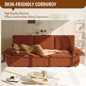 Corduroy 3-in-1 Sofa Bed • Chaise Lounge for Small Spaces image 2