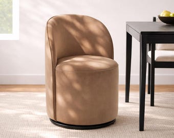 Cream Velvet Swivel Barrel Chair, OEKO-TEX Upholstered Accent, Modern Vanity Dining