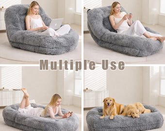 Plush Adjustable Lazy Sofa for Humans and Pets, Pet bed, Floor sofa, Removable Pillow
