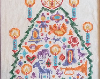 Kit de point de croix vintage sapin décoré Jane Snead Samplers 495