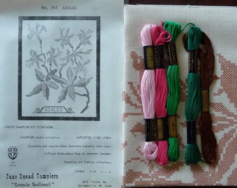 Jane Snead Samplers Vintage Cross Stitch Embroidery Kit 567 Azalea Sampler