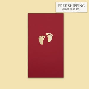 Baby Shower Red Envelopes, Gold Footprints, Minimalist Hongbao, Newborn/ First Birthday Gift, Set of 5
