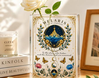 Jarrón con forma de libro Velaris de Sarah J. Maas de ACOTAR, Feyre Archeron, Rhysand, Alto Lord, decoración para estantería de la Corte Nocturna, regalo para amantes de los libros de SJM