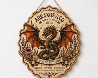 Abraxos Wyvern Wooden Sign, Manon Blackbeak Throne Of Glass Home Decor, Dragon Rider Gift