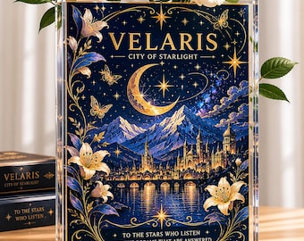 ACOTAR Velaris Sarah J Maas Book Vase, Feyre Archeron, Rhysand High Lord, Night Court Bookshelf Decor, SJM Acrylic Vase