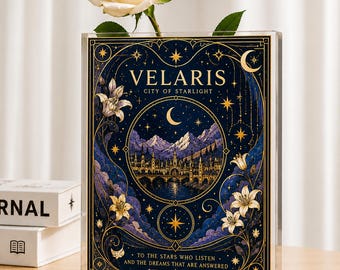 Velaris Book Vase, Bookish Merch Bookshelf Decor, Acotar Thorns and Roses Court of Dreams Gift, Book Lover Bookish Decor