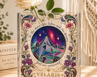 Jarrón con forma de libro Acotar Velaris, decoración para estantería de la Corte Nocturna, Sarah J. Maas: Una Corte de Rosas y Espinas, La Corte de los Sueños, regalo para la fan de Rhysand.