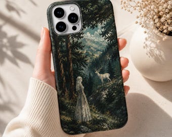 Funda para teléfono TOG, fantasía, romance, tapiz de ciervo, estilo fairycore, regalo acogedor para leer, fundas para iPhone para amantes de los libros de fantasía